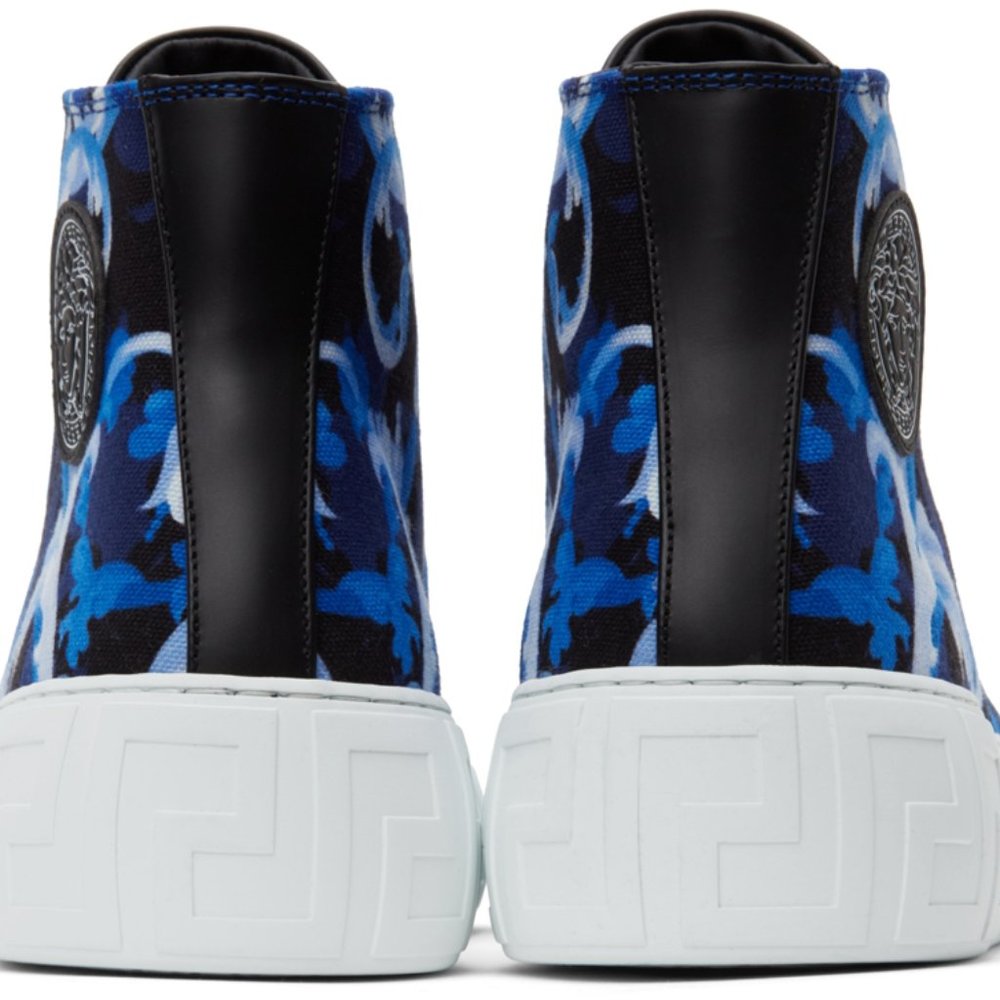 Versace Blue Baroccoflage Greca High-Top Sneakers LIMITED EDITION - Picture 4 of 6